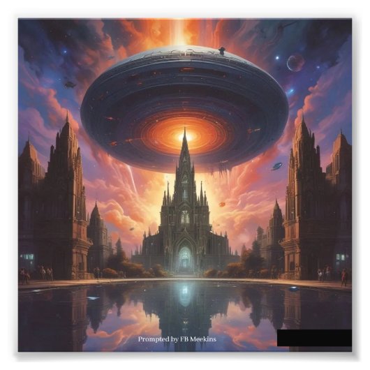UFO über der Kathedrale Fotodruck (Vorne)
