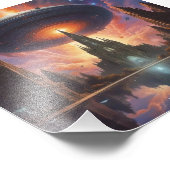 UFO über der Kathedrale Fotodruck (Ecke)