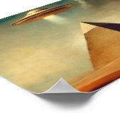 UFO über der Pyramide des Gizeh-Gemäldes Poster (Ecke)