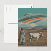 UFO über die Kuhweide Postkarte (Vorne/Hinten)