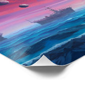 UFO über Ozean, Fantasie, Planeten Poster (Ecke)