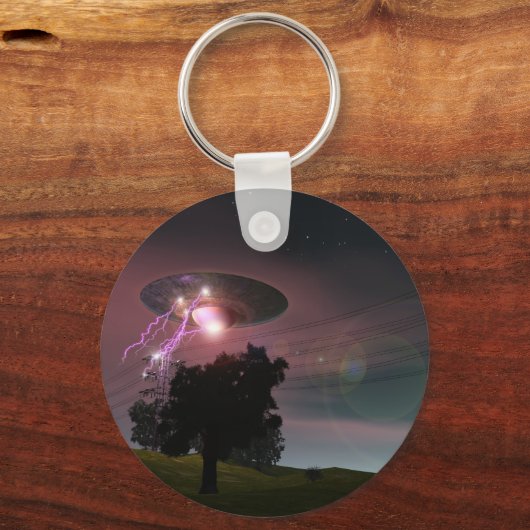 UFO über Powerlines 2 Schlüsselanhänger (Vorderseite)