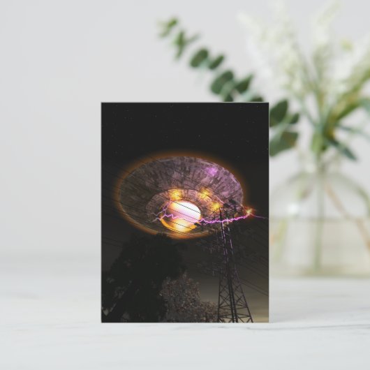UFO über Stromlinien Postkarte (Stehend Vorderseite)