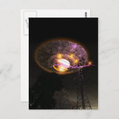 UFO über Stromlinien Postkarte (Vorne/Hinten)