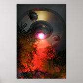 UFO über Wald Poster (Vorne)