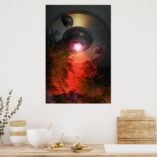 UFO über Wald Poster (Küche)