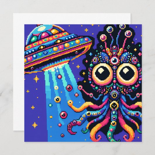 UFO und Alien Pixel Art (Vorne/Hinten)