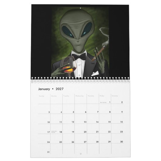 UFO und Alien Spaß Kalender (Jan 2027)