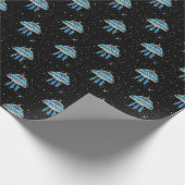 UFO und Twinkling Stars zum Geburtstag Geschenkpapier (Ecke)