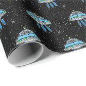 UFO und Twinkling Stars zum Geburtstag Geschenkpapier (Rolleneckpunkt)