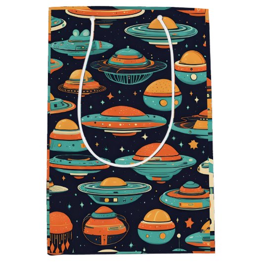 UFO Vintage-Kunst Mittlere Geschenktüte (Vorderseite)