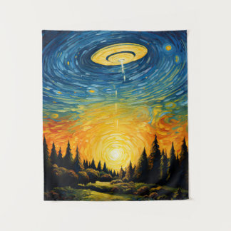 UFO von Van Gogh Wandteppich