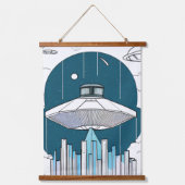 Ufo Wall Tapestry Wandteppich Mit Holzrahmen (Vorderseite)