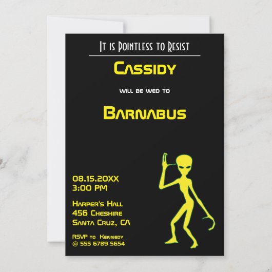 UFO Wedding 🛸 Funny Alien Einladung (Rückseite)