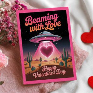 UFO-Witz zum Valentinstag vor Liebe strahlend Postkarte