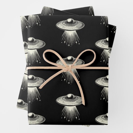 UFO Wrapping Paper Flat Sheet Set 3 Geschenkpapier Set (Beispiel)