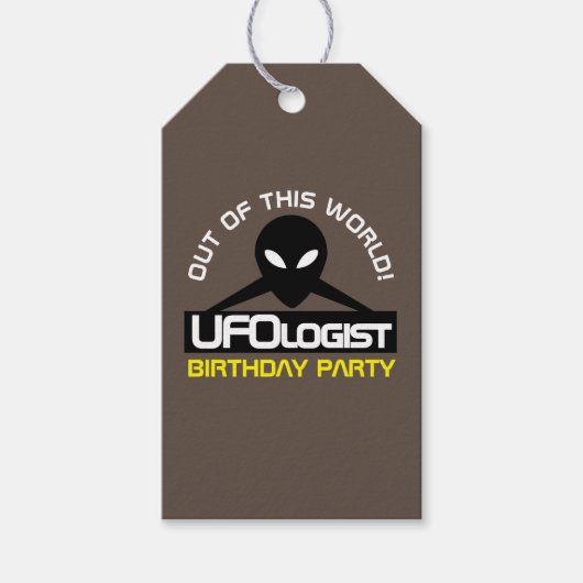UFOlogist Party, Geburtstag Geschenkanhänger (Vorderseite)