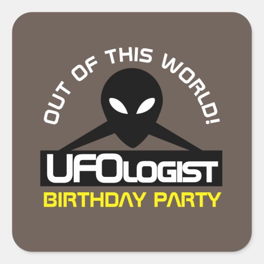 UFOlogist Party, Geburtstag Quadratischer Aufkleber (Vorderseite)