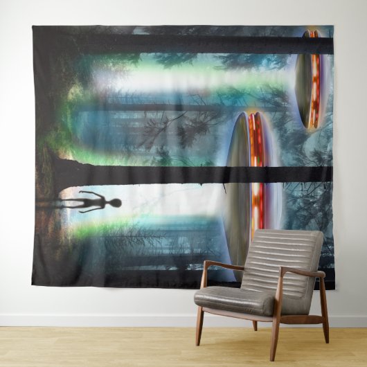 UFOs Alien Forest Wandteppich (Beispiel (Horizontal))