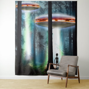 UFOs Alien Forest Wandteppich