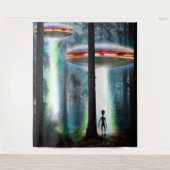 UFOs Alien Forest Wandteppich (Vorderseite)