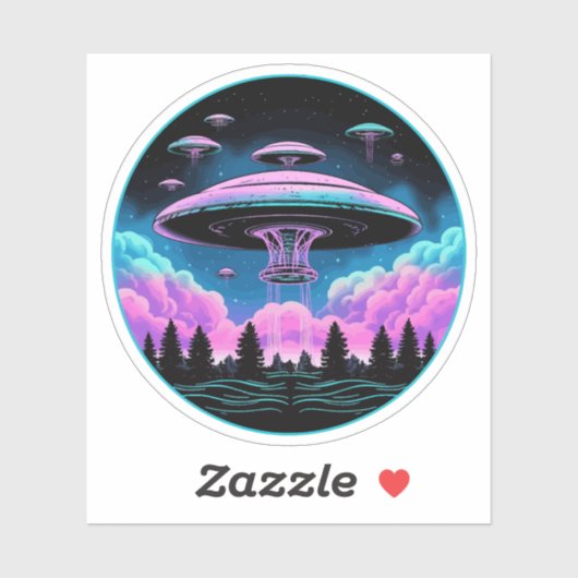 UFOs Alien Invasion Ästhetik Aufkleber (Blatt)