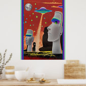 UFOs bewegen die Moai Poster (Küche)