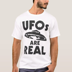 UFOs SIND WIRKLICHER schwarzer Text T-Shirt