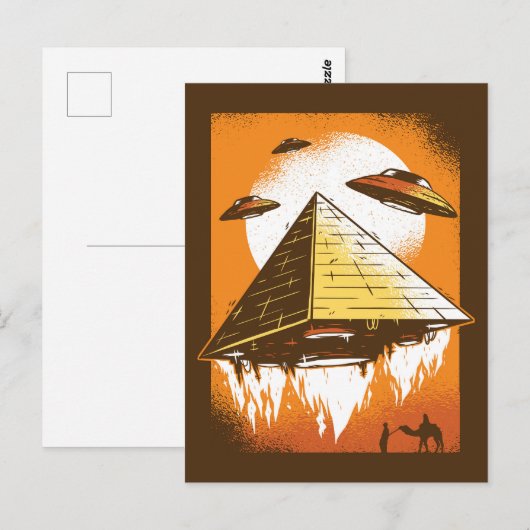 Ufos und die Pyramide Postkarte (Vorne/Hinten)
