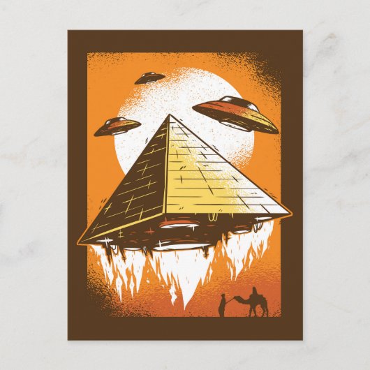 Ufos und die Pyramide Postkarte (Vorderseite)