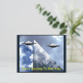 Ufos Visiting Earth Postcard Postkarte (Stehend Vorderseite)