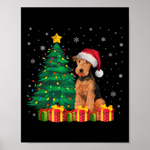 Ugale Airedale Terrier Weihnachtsmannmütze Christm Poster