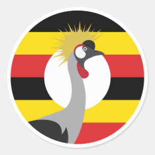 Uganda African Crane Ugandan National Animal Flag Runder Aufkleber