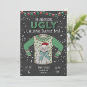 Uganda Christmas Sweater Party Einladung - Katze (Stehend Vorderseite)