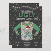 Uganda Christmas Sweater Party Einladung - Katze (Vorne/Hinten)