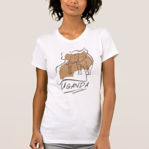 Uganda Elephant Map-Kontur T-Shirt