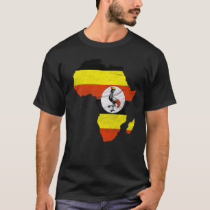 Uganda Flag Afrika Kontinentale Silhouette Geschen T-Shirt