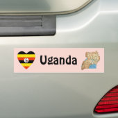 Uganda Flag Herz + Karte Autoaufkleber (Auf Auto)