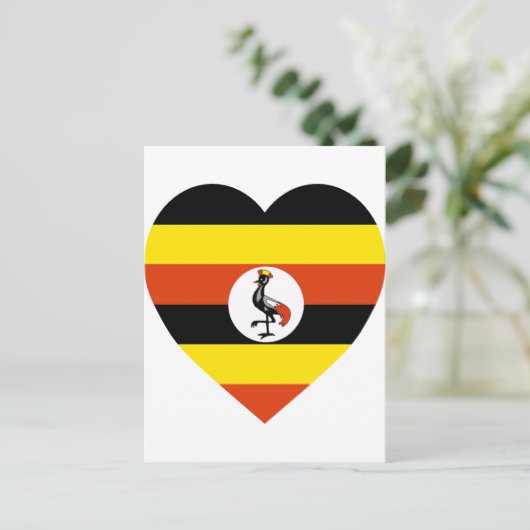 Uganda Flag Herz Postkarte (Stehend Vorderseite)