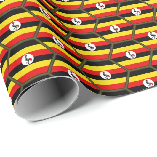 Uganda Flag Honeycomb Wrapping Paper Geschenkpapier (Rolleneckpunkt)