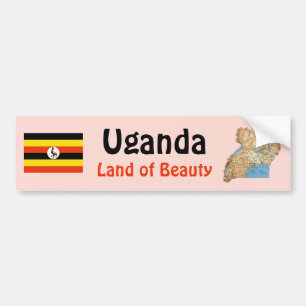 Uganda Flag + Karte Autoaufkleber