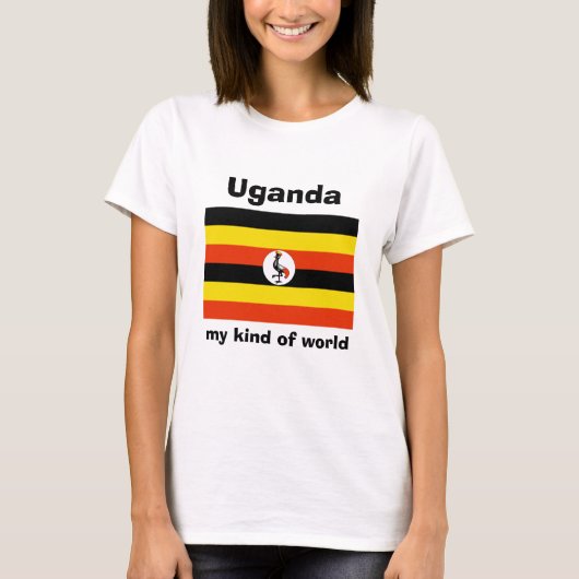 Uganda Flag + Karte + Text T - Shirt (Vorderseite)