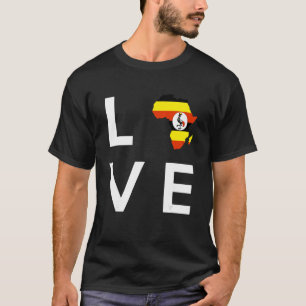 Uganda Flag Liebe Afrika Kontinentale Silhouette f T-Shirt