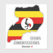Uganda Flag Map Patriotic Aufkleber (Blatt)