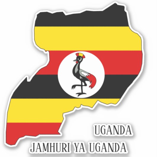 Uganda Flag Map Patriotic Aufkleber (Vorderseite)