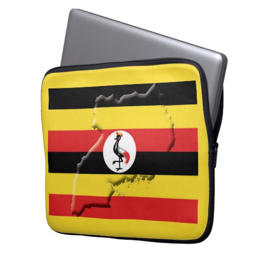 UGANDA Flag Map Patriotic Computer YELLOW Laptopschutzhülle (Vorderseite Links)