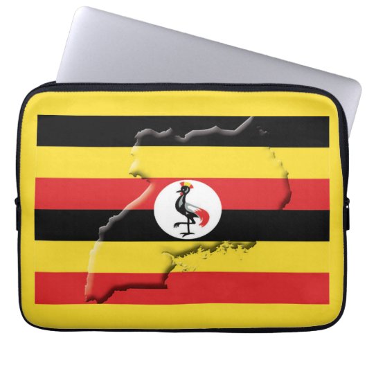UGANDA Flag Map Patriotic Computer YELLOW Laptopschutzhülle (Vorderseite)