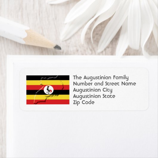 UGANDA FLAG Personalisierte Rücksendeadresse (Insitu)