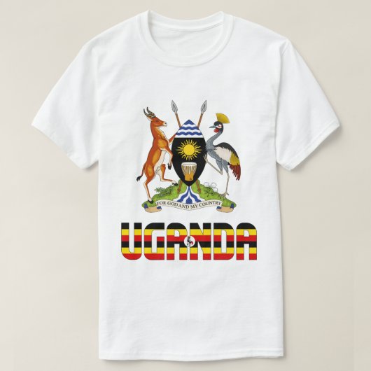 Uganda Flag und Wappen Patriotisch T-Shirt (Design vorne)