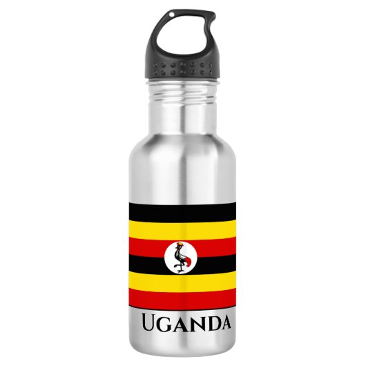 Uganda-Flagge Edelstahlflasche (Vorderseite)